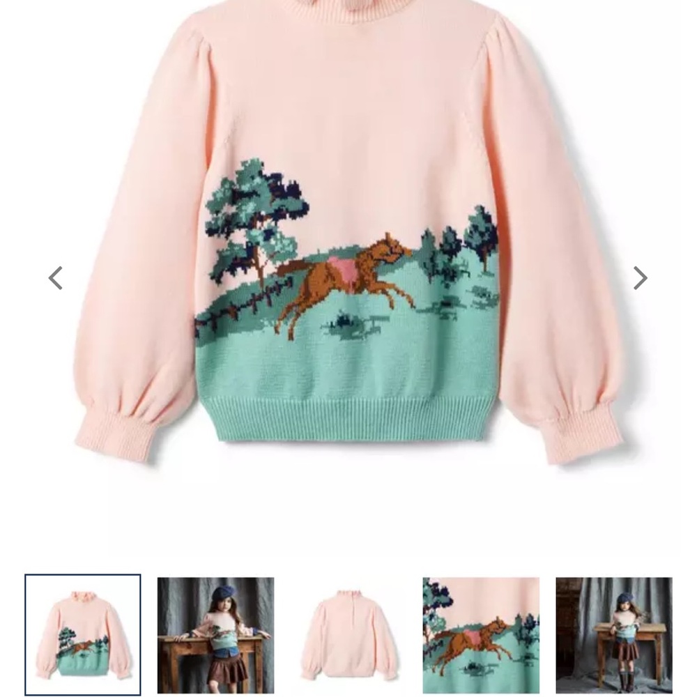 Janie and Jack Pink Horse Sweater NWOT